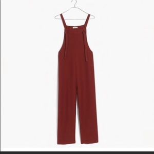 Madewell Tie-strap Bibs Jumpsuit Navy Blue Ribbed